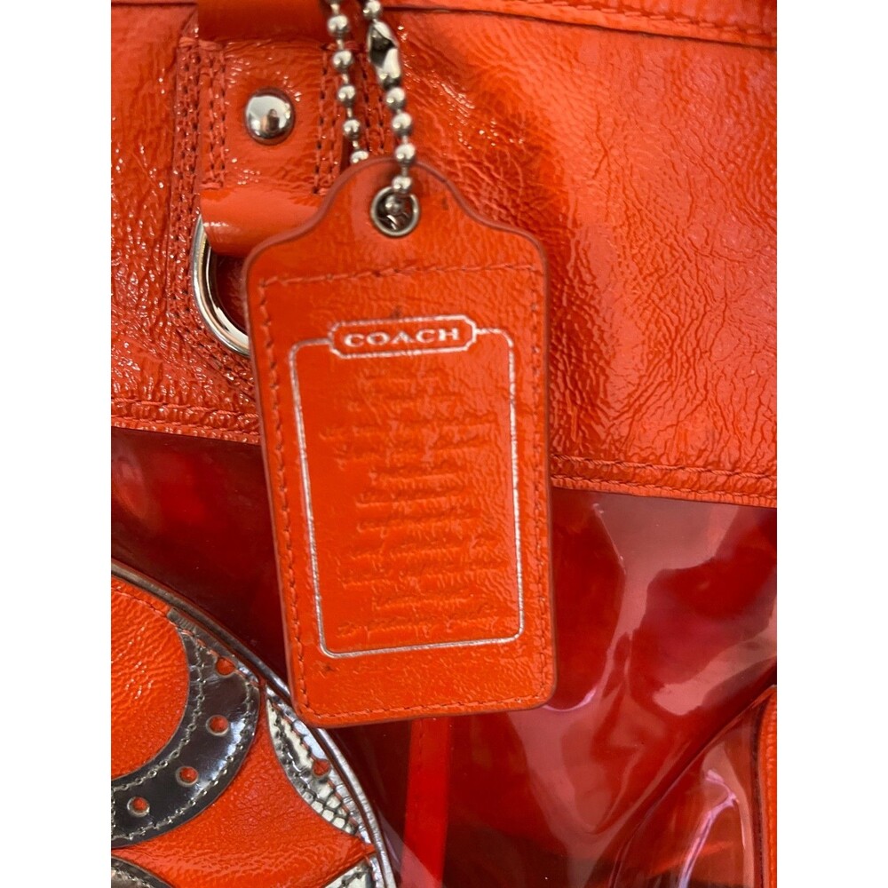 Coach 15021 Transparent Clear Red Tote Colette Rare Plastic Beach Bag - Picture 6 of 7